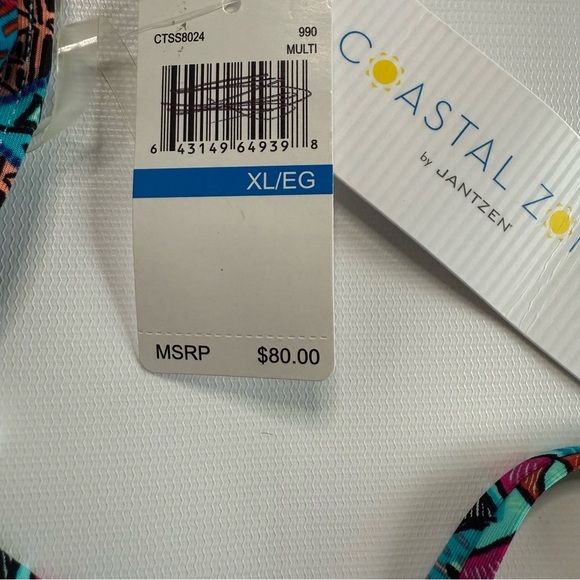 NEW Jantzen Vibrant Teal and Red One Piece Swimsuit. Size XL new with tags. - Picture 8 of 9